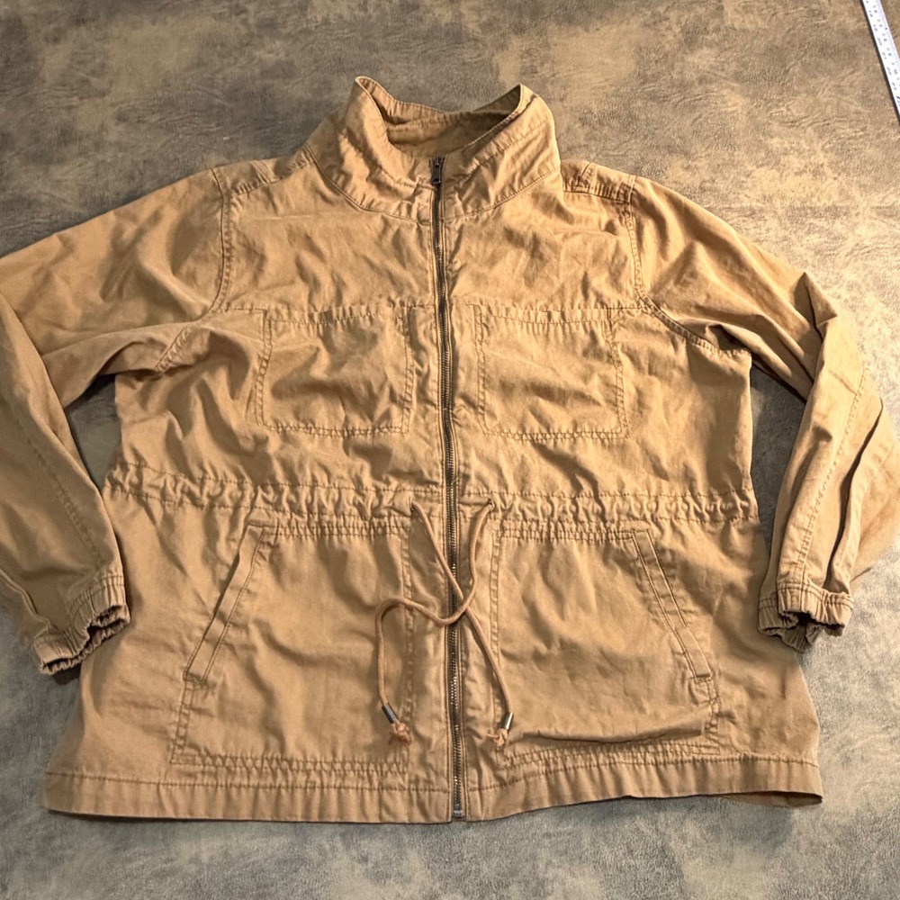 Old Navy Utility Field Jacket Womens‎ XXL Tan Khaki Lightweight Cotton FZ Chore